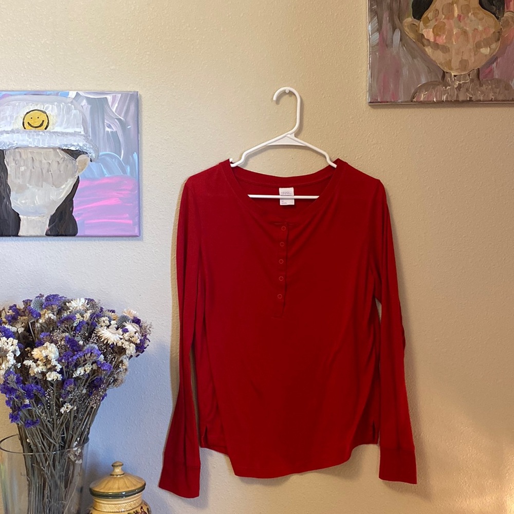 Red Long-sleeve Sleep Shirt